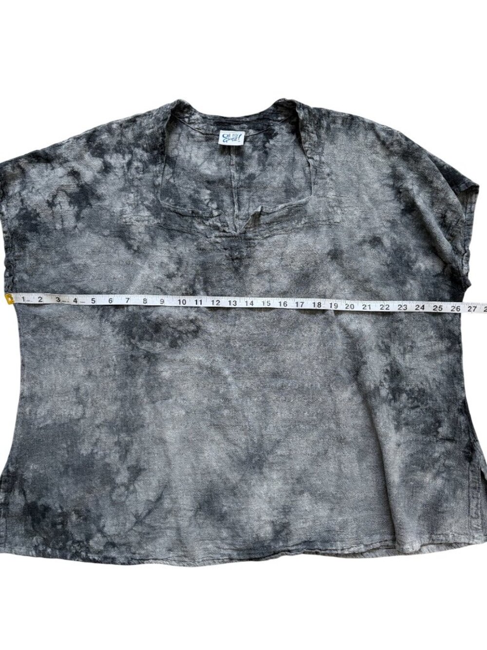 Oh My Gauze Womens Size 3 / XXL Top Short Sleeve Gray Tie-Dye Cotton Lagenlook - Picture 5 of 8
